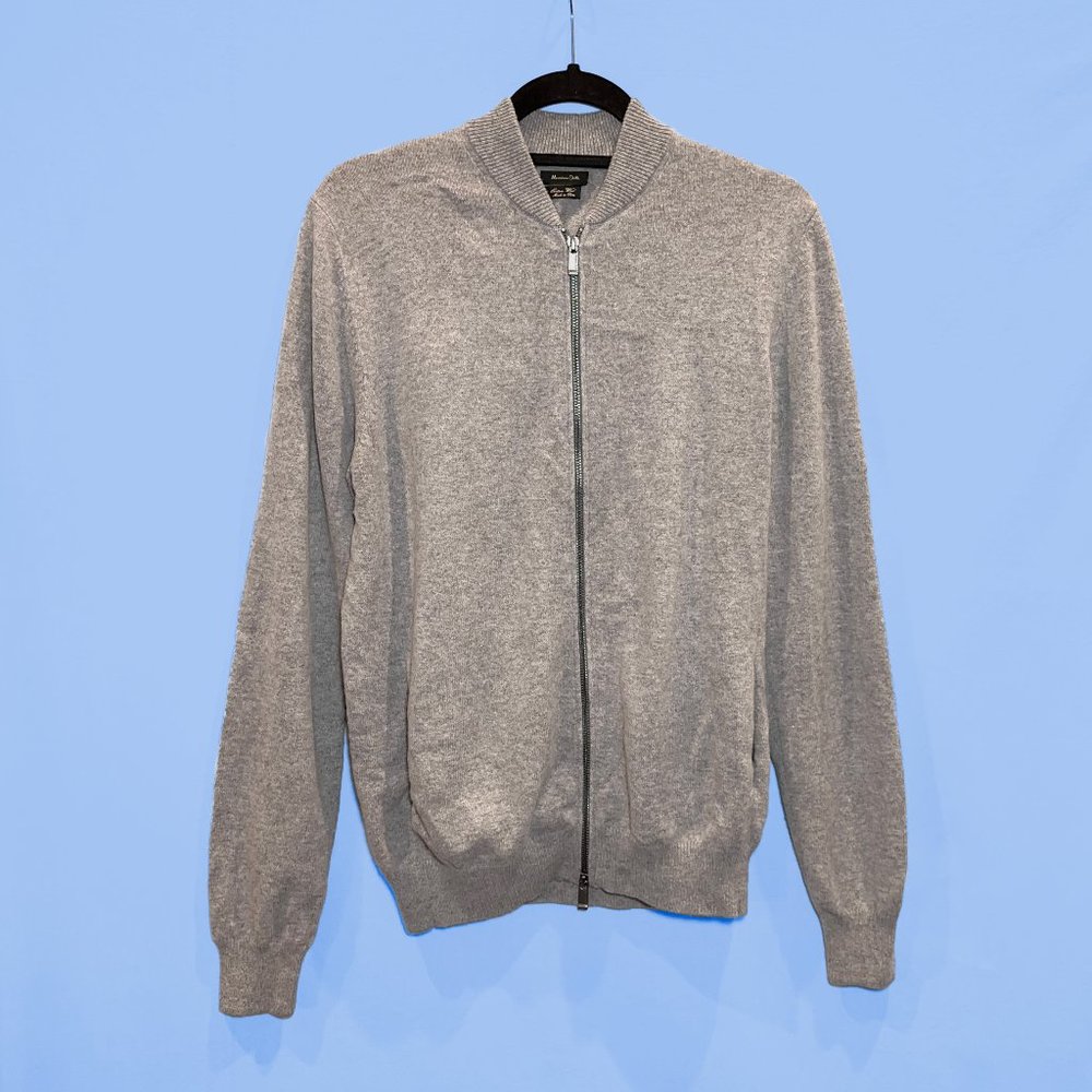 Massimo Dutti Men's Wool Blend Knit Zip-up Cardigan